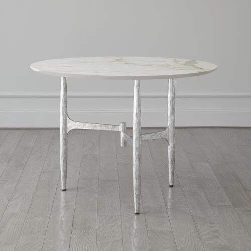 Radius Round Table-Silver w/Golden White Top