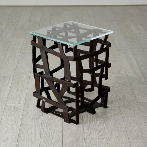 Fragments End Table-Blackened Iron