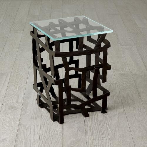Fragments End Table-Blackened Iron