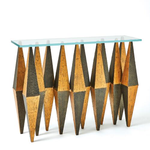 Harlequin Console-Distressed Gold Leaf