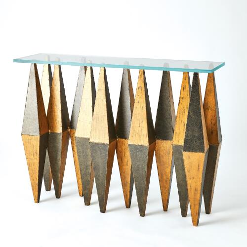 Harlequin Console-Distressed Gold Leaf