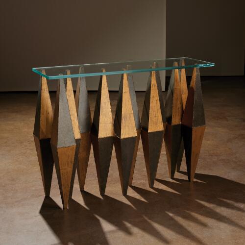 Harlequin Console-Distressed Gold Leaf