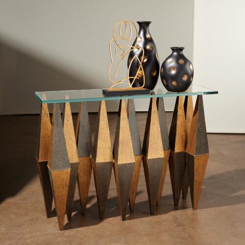 Harlequin Console-Distressed Gold Leaf