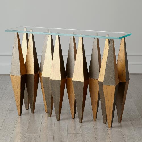 Harlequin Console-Distressed Gold Leaf