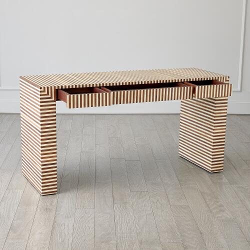 Sienna Writing Desk-Walnut/Bone