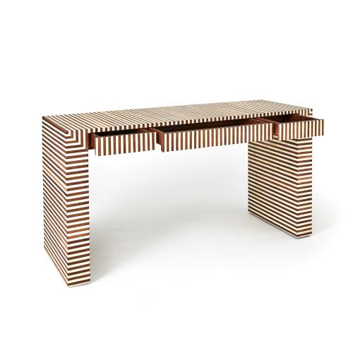 Sienna Writing Desk-Walnut/Bone