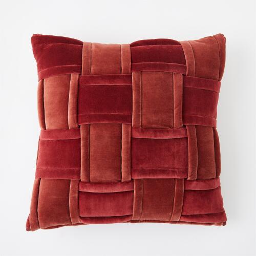 Woven Pillow-Brick Red