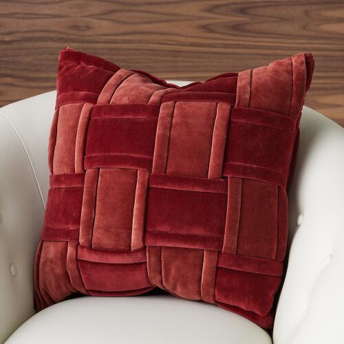 Woven Pillow-Brick Red