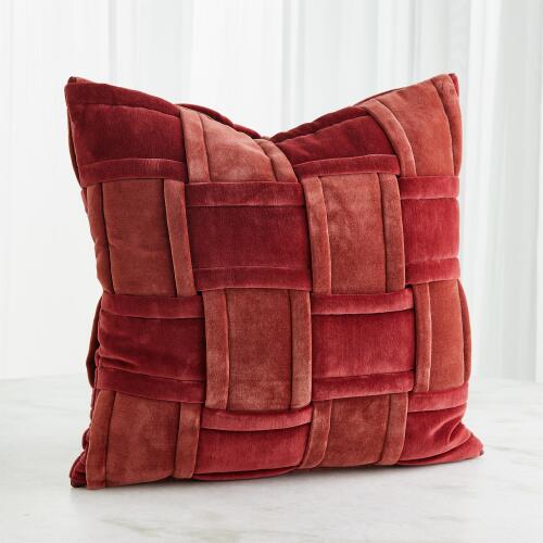 Woven Pillow-Brick Red