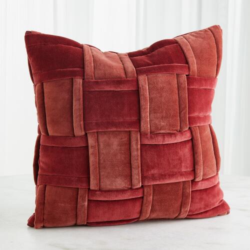 Woven Pillow-Brick Red