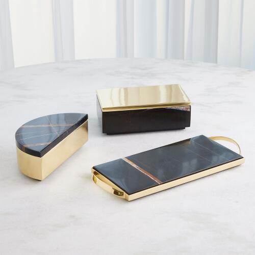Cosmopolitan Crescent Box-Brass/Black