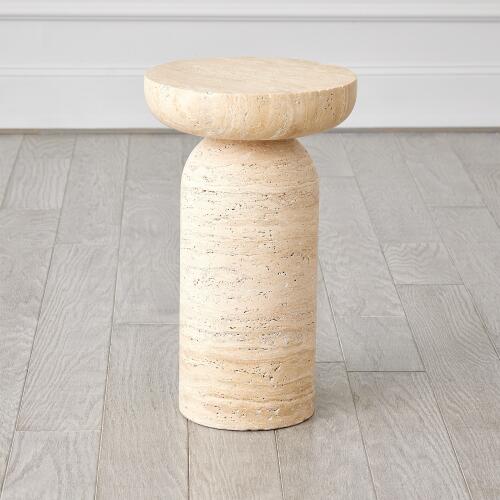 Tumble Accent Table-Travertine