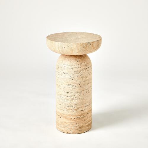 Tumble Accent Table-Travertine