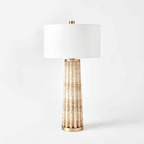Quarry Table Lamp-Travertine