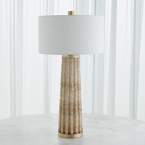Quarry Table Lamp-Travertine