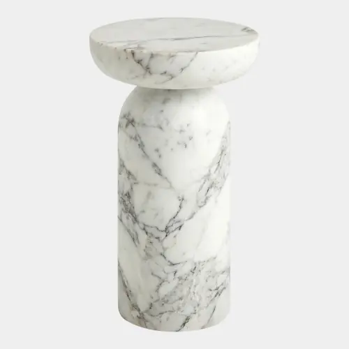 Tumble Accent Table-Arbescato White Marble