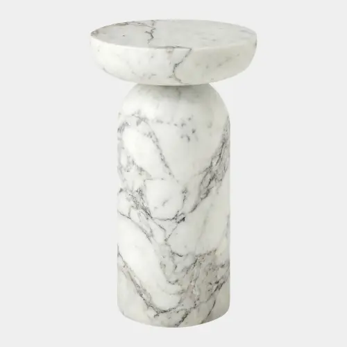 Tumble Accent Table-Arbescato White Marble