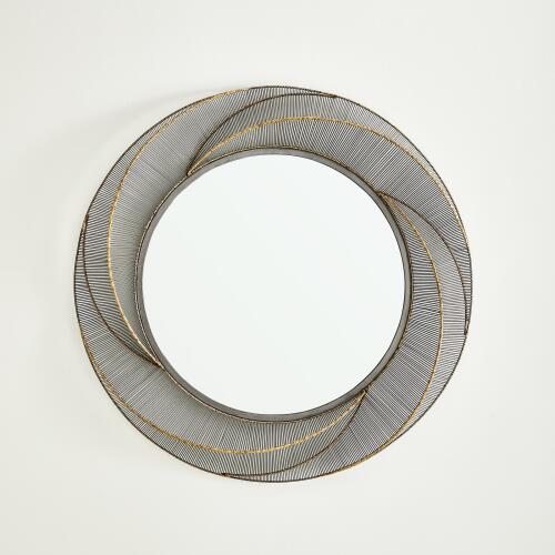 Whip Wire Mirror-Iron/Braised Brass