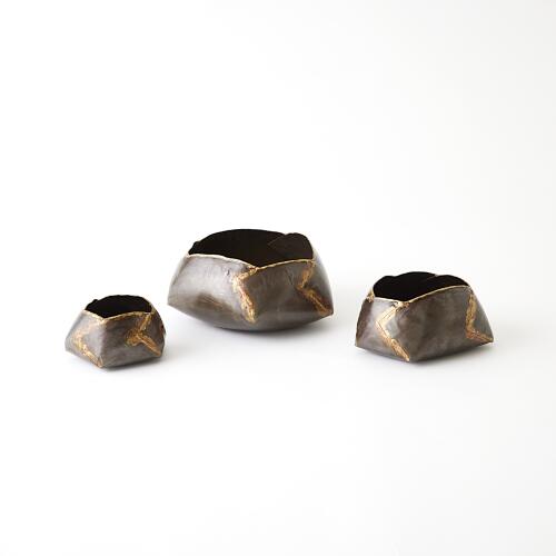 Pleated Armor Bowl-Antique Gunmetal