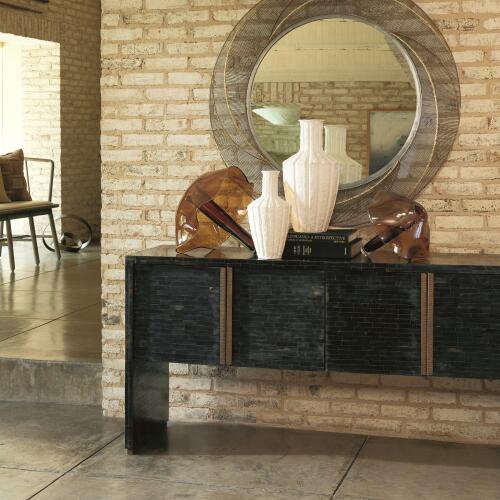 Horn Inlay Console-Black/Antique Brass