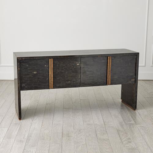 Horn Inlay Console-Black/Antique Brass