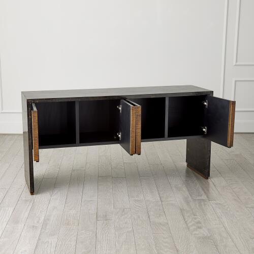 Horn Inlay Console-Black/Antique Brass