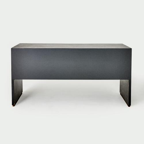 Horn Inlay Console-Black/Antique Brass