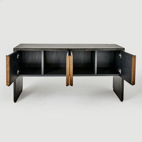 Horn Inlay Console-Black/Antique Brass