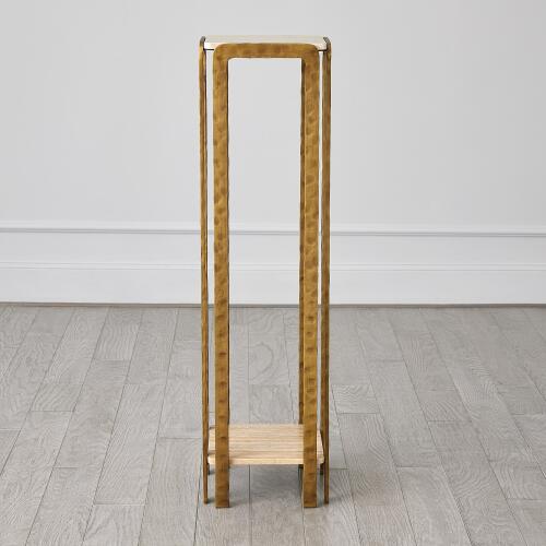 Kraft Cocktail Table-Light Bronze w/Travertine