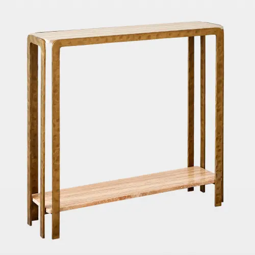 Kraft Console-Light Bronze w/Travertine