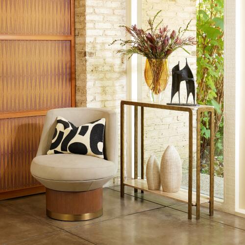 Kraft Pedestal-Light Bronze w/Travertine