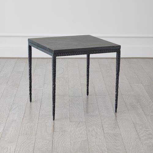 Forrester Side Table-Blackened/Flamed Marble