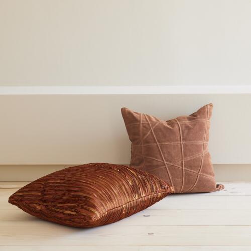 Crossroads Suede Pillow-Rust