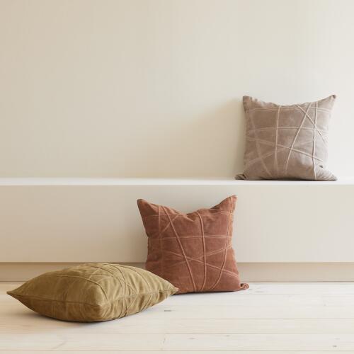 Crossroads Suede Pillow-Taupe