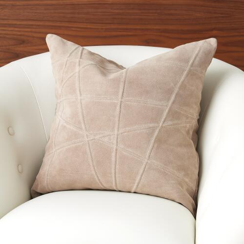 Crossroads Suede Pillow-Taupe