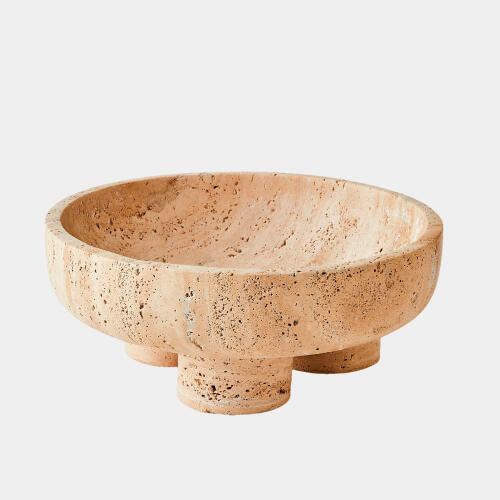 Priory Low Bowl-Travertine