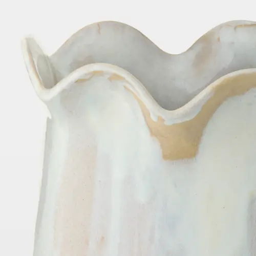 Frill Vase-White Reactive Glaze-Lg