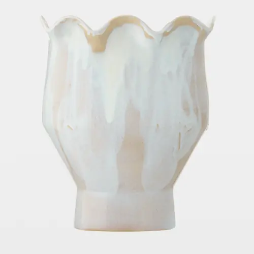 Frill Vase-White Reactive Glaze-Lg
