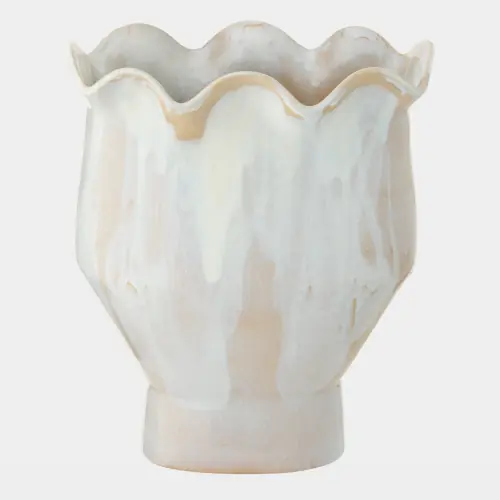 frill vase-white reactive glaze-lg