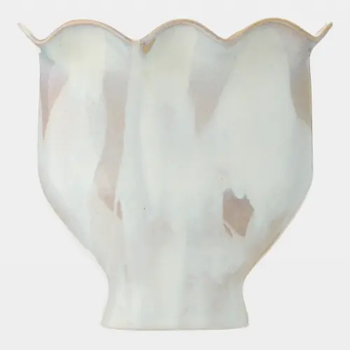 Frill Vase-White Reactive Glaze-Sm