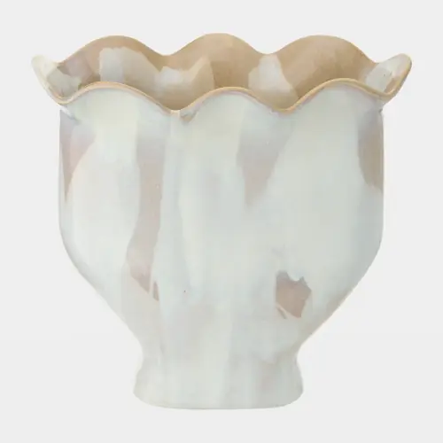 frill vase-white reactive glaze-sm