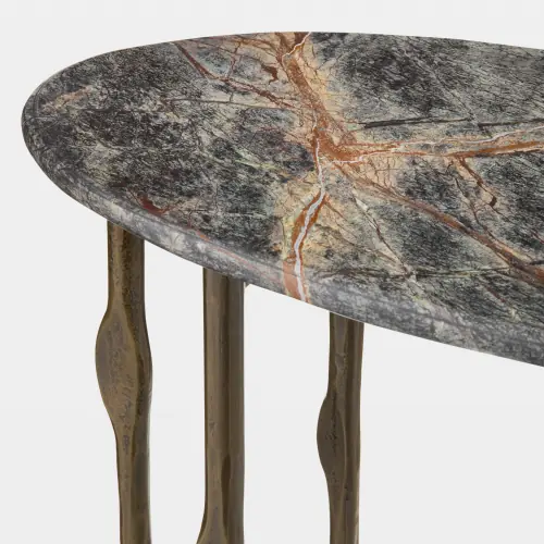 Kneez 6 Legged Oval Table-Pale Antique Brass