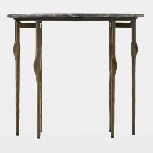Kneez 6 Legged Oval Table-Pale Antique Brass