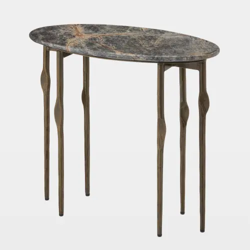 kneez 6 legged oval table-pale antique brass