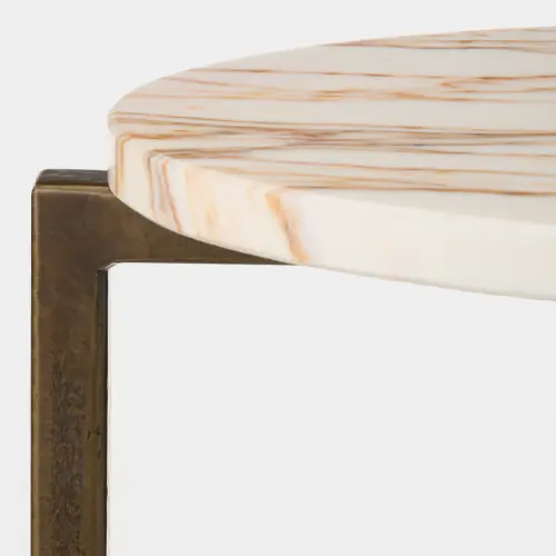 Trivet Oval Side Table-Pale Antique Brass