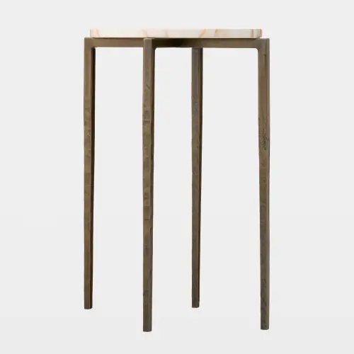 Trivet Oval Side Table-Pale Antique Brass