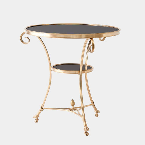 Gueridon Table-Brass/Black Granite