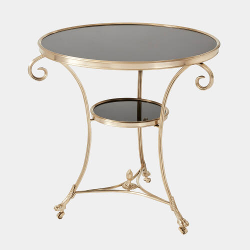 Gueridon Table-Brass/Black Granite
