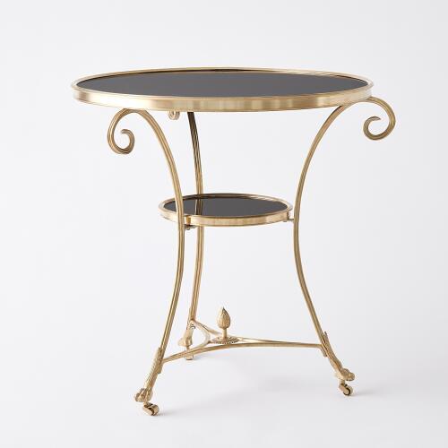 Gueridon Table-Brass/Black Granite