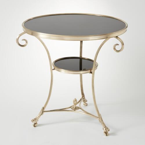 Gueridon Table-Brass/Black Granite